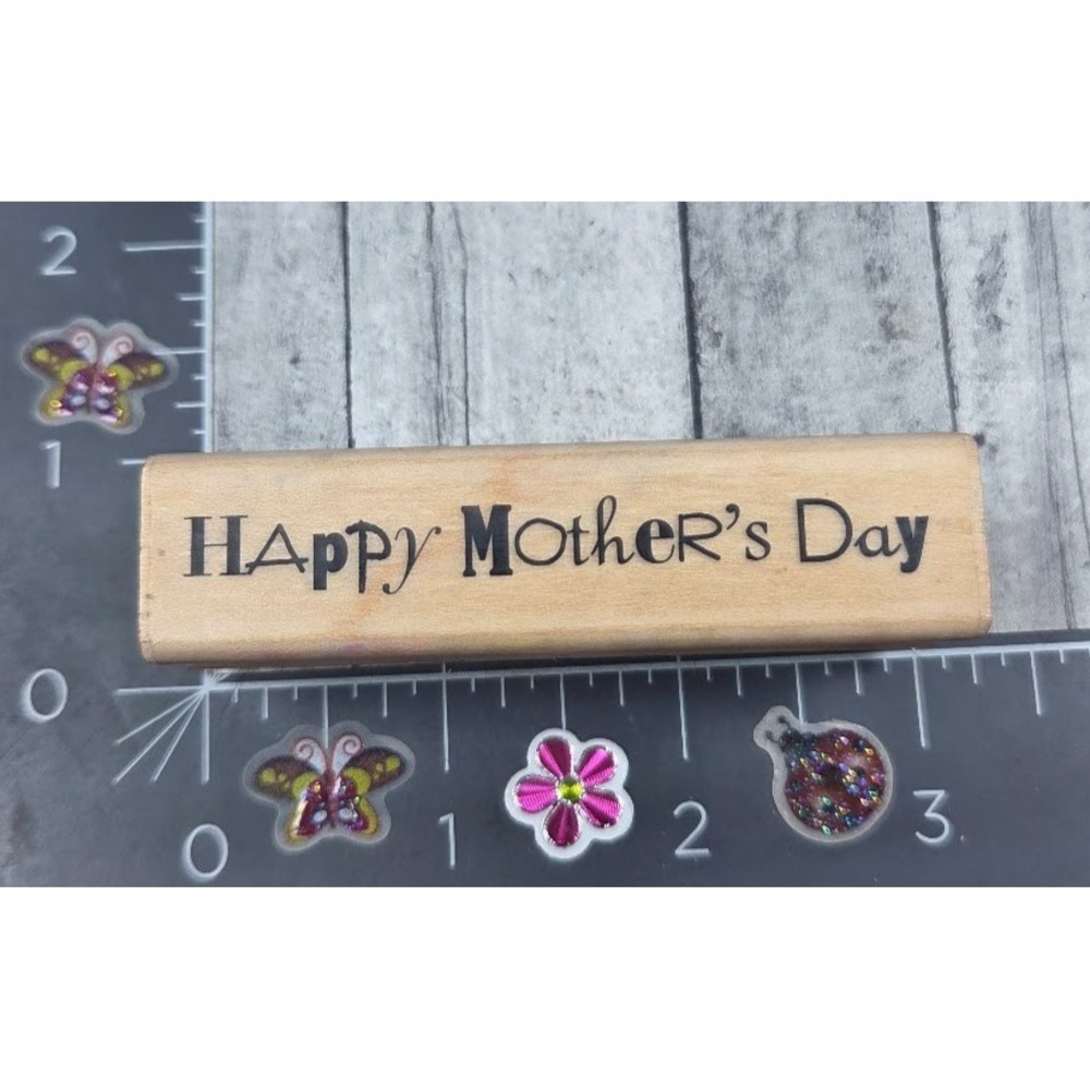 Inkadinkado Happy Mother's Day Funky Script Rubber Stamp #H99